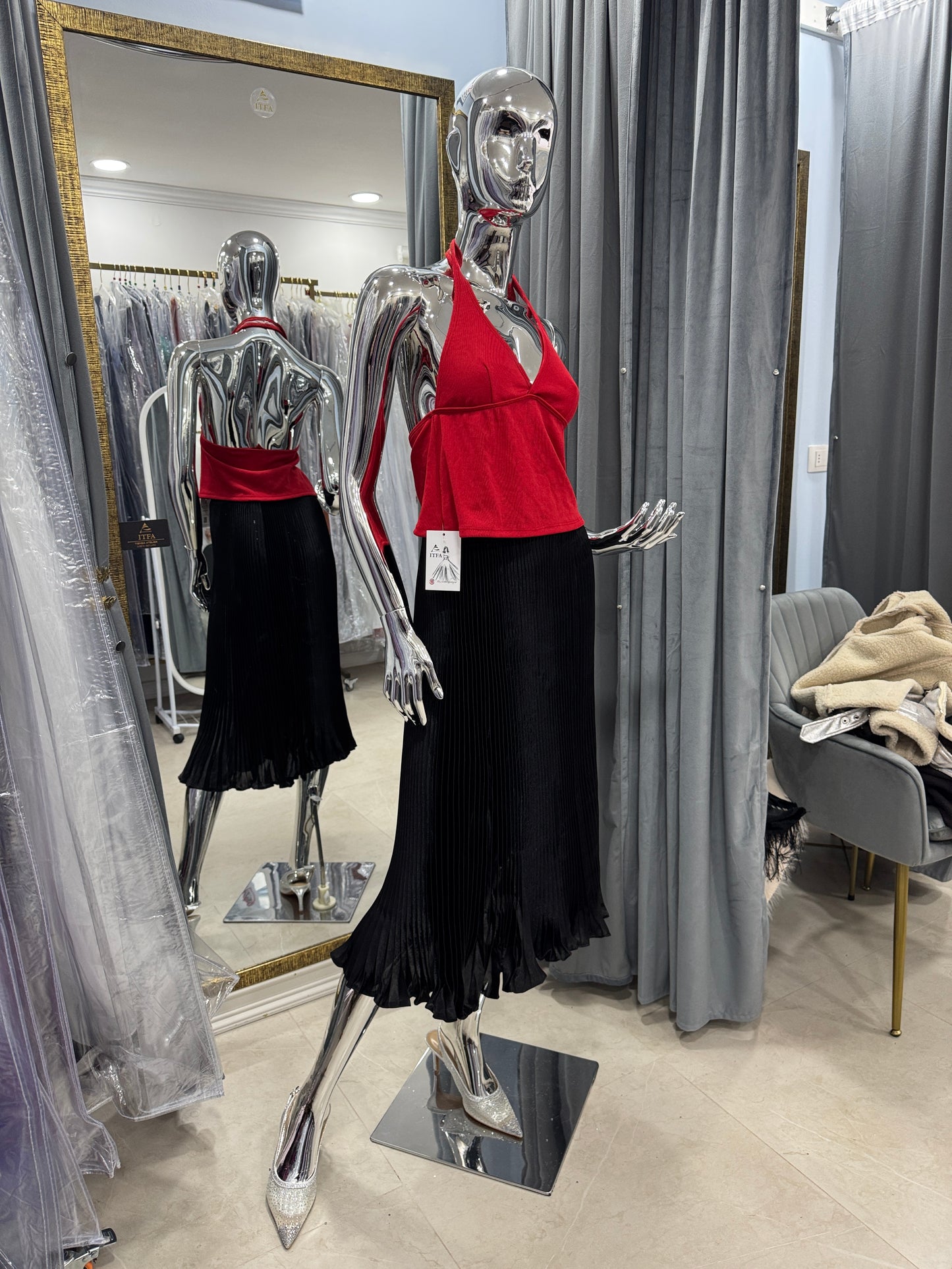 Top Peto Halter Rojo Elasticado