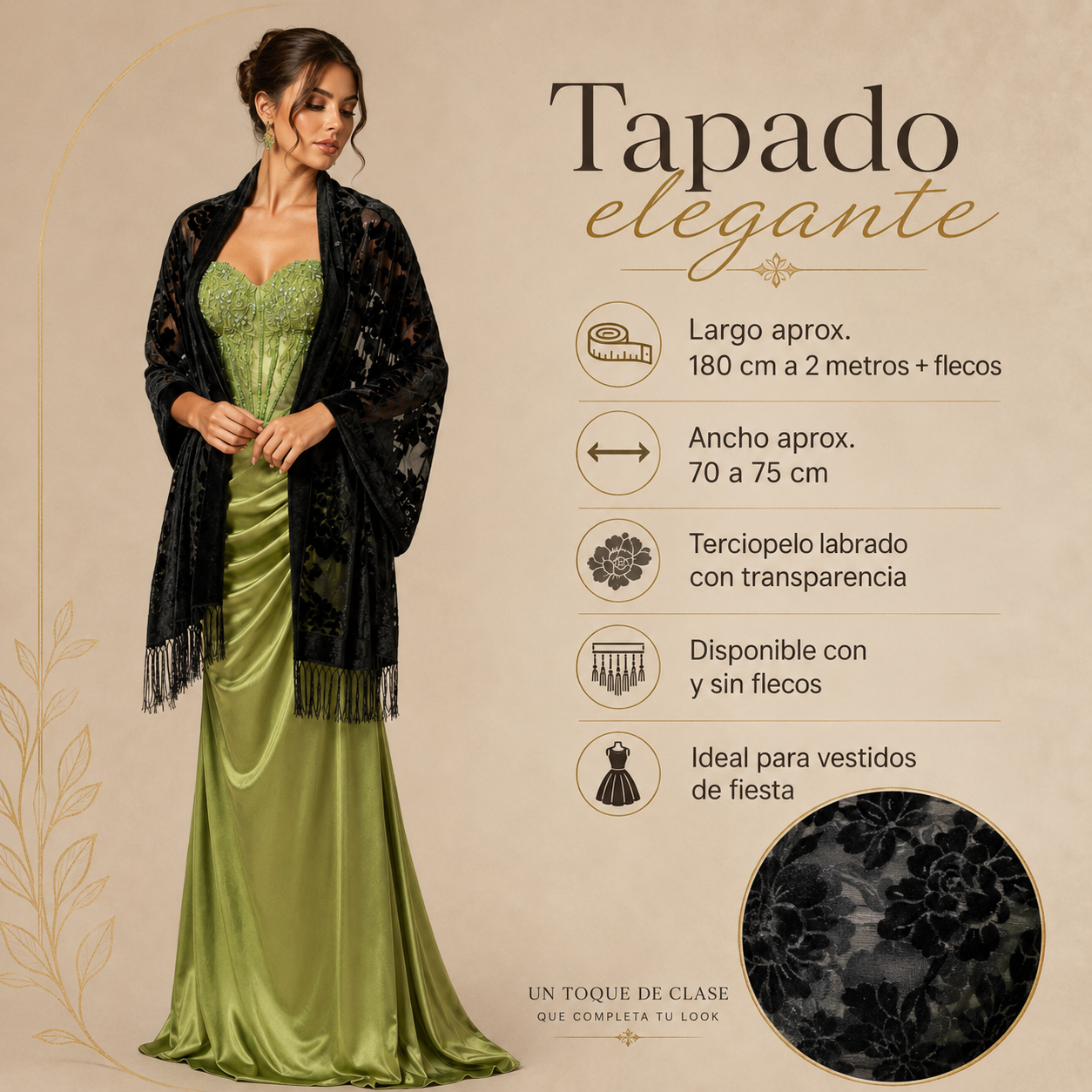 Tapado terciopelo labrado.