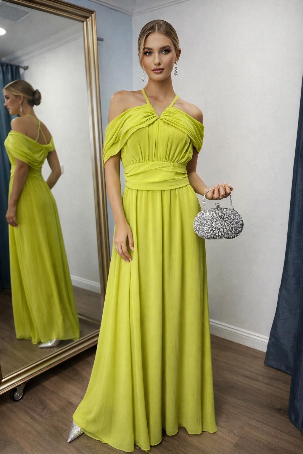 Vestido largo formal, gala, cóctel, fiesta modelo Diosa