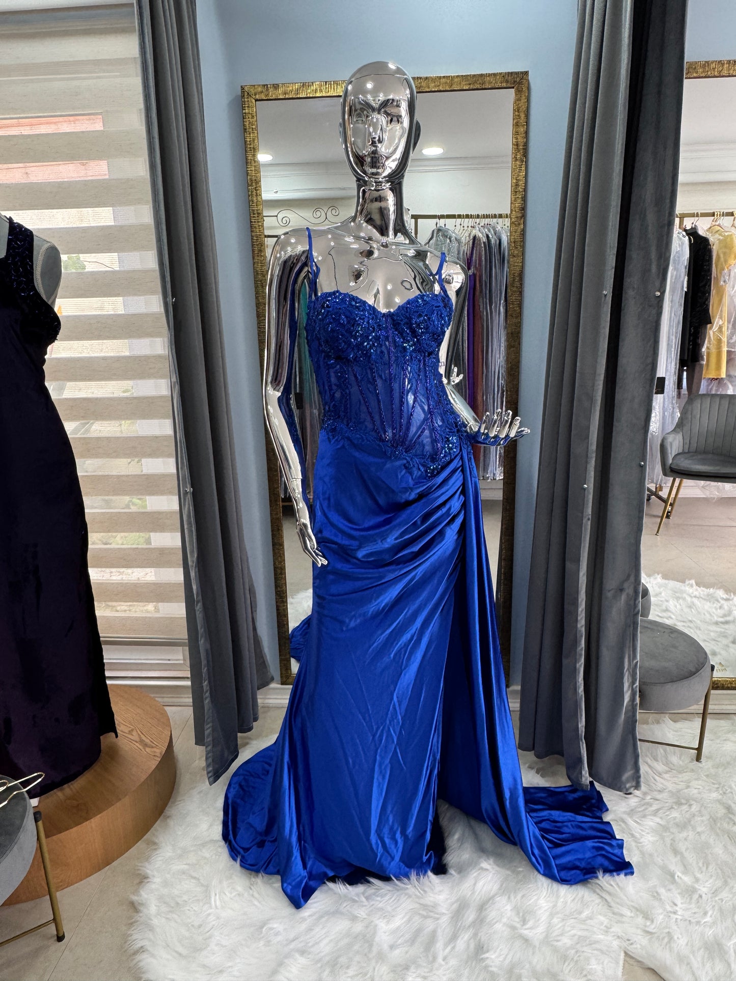 Vestido Azul Rey con Corset