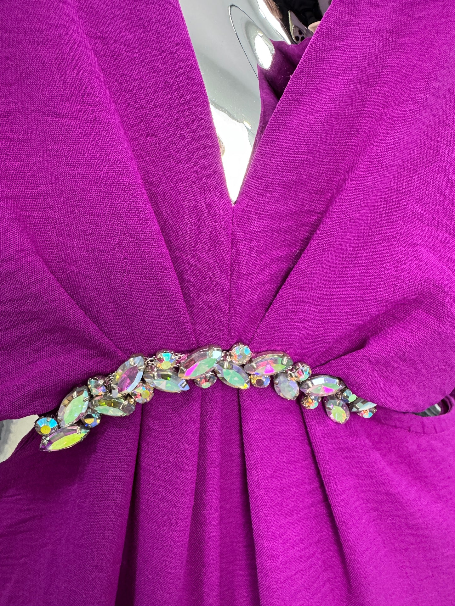 Enterito Fucsia de Fiesta con Pedrería | Talla L/XL