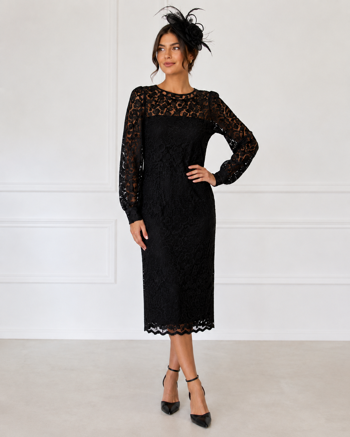 Vestido de encaje negro Karen Kane – Talla M/L