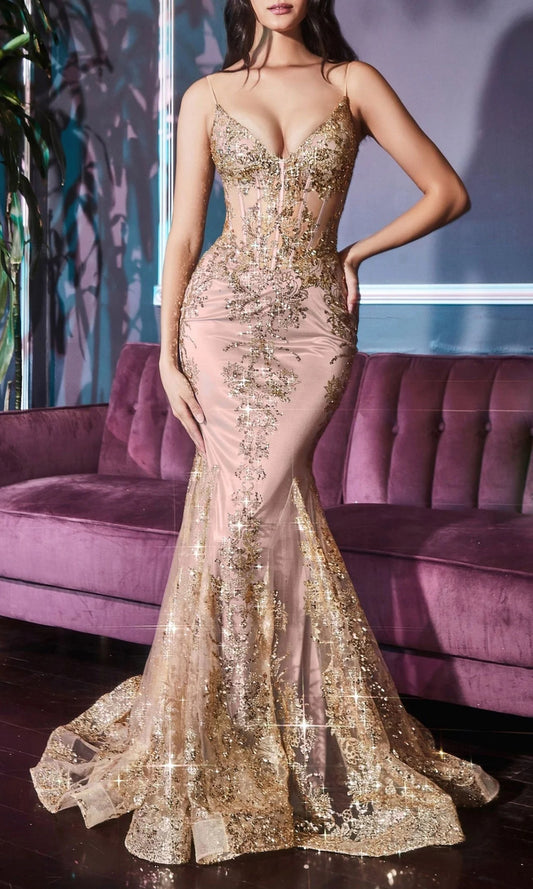 Vestido Rosa Empolvado con Corset y Falda Sirena